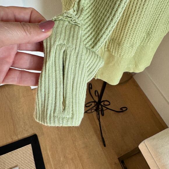 Free People We The Free Light Green Waffle Knit Thermal Tunic Long Sleeve Tee - Picture 8 of 12